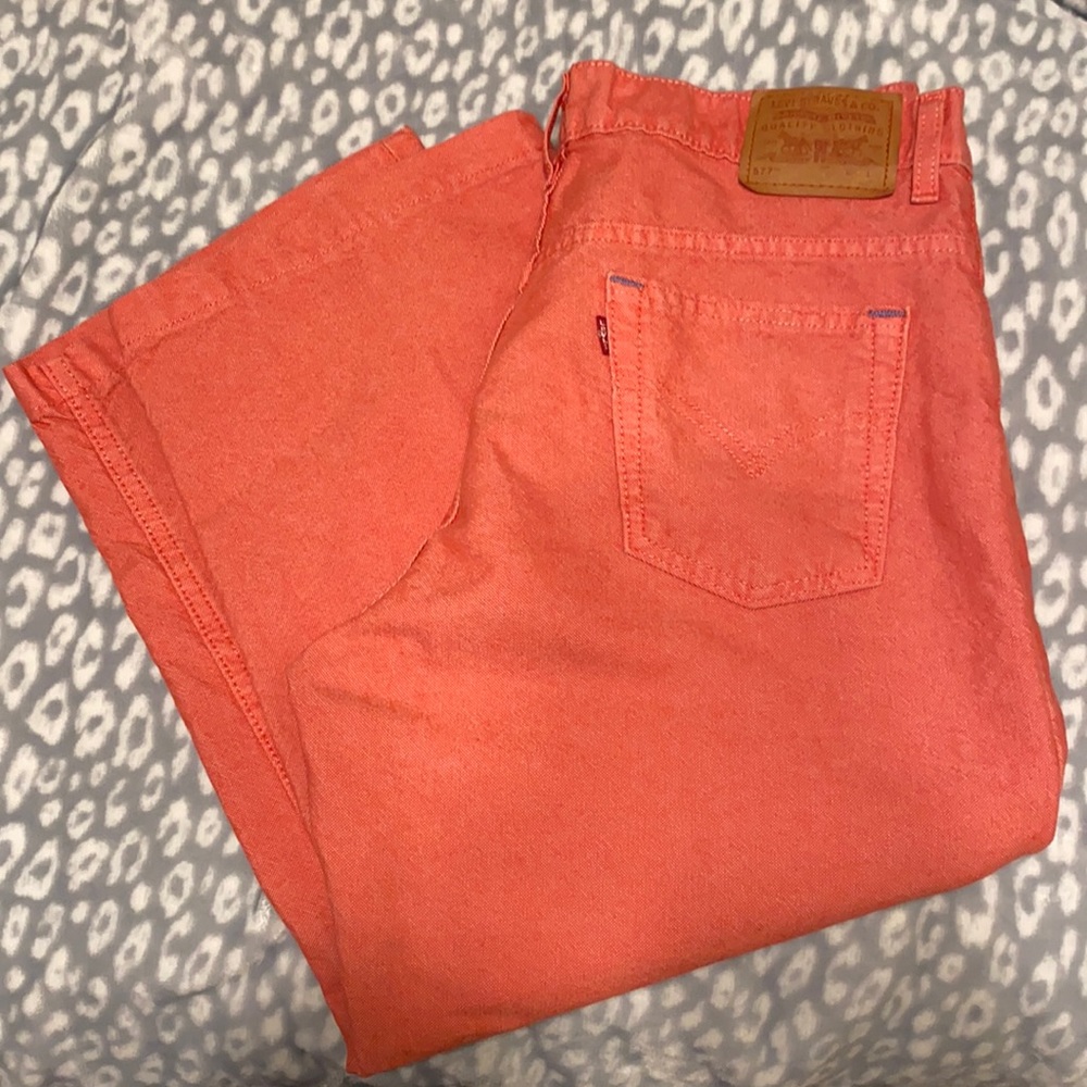 Vintage Y2K Levi’s 577 red denim cropped jeans, size 12